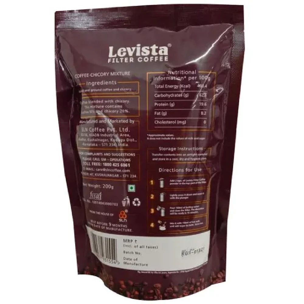 LEVISTA Filter Coffee With Chicory - 80-20, 200 g-2.webp